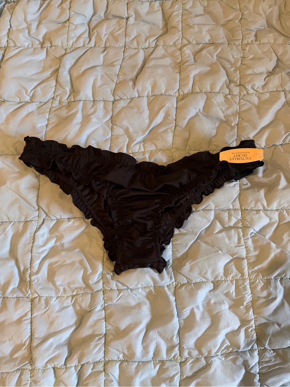 NWT Victoria's Secret Black Ruffle Bikini Bottoms extra cheeky size medium